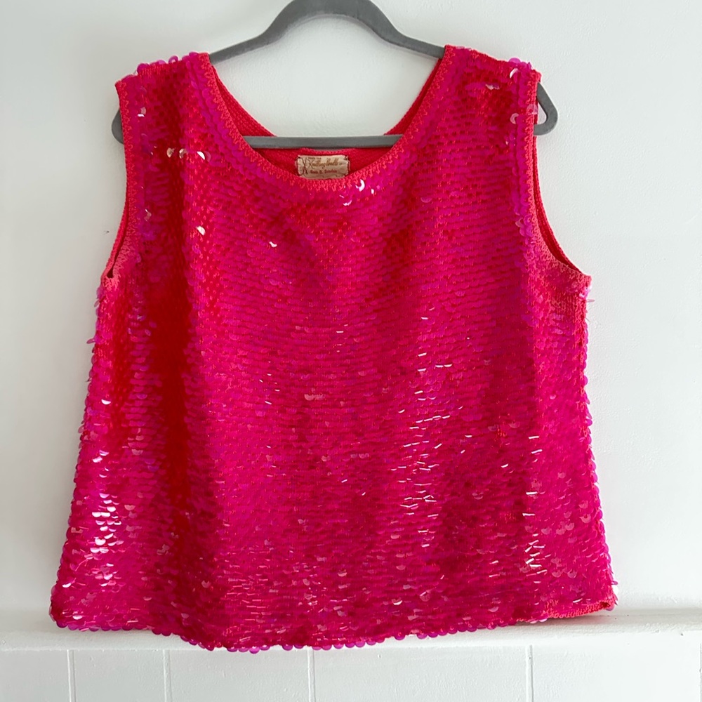 Perfect Vintage Handknit Sequin Mermaid Top XL